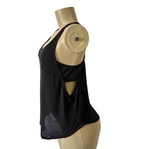 Wet Seal Black Sleeveless Pocket Tee Racerback Tank Top S #K1031
